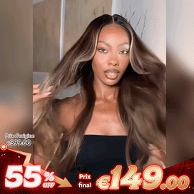 Glueless Pré-épilé Couleur Mèches Blondes Ombré 13x4 Perruque Sans Colle Body Wave 250% Densité