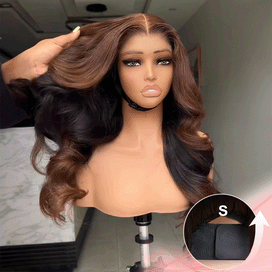 Glueless Sans Nœud Couleur Brun Ombré 4x4 Perruque Sans Colle Body Wave 250% Densité
