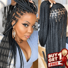 𝑩𝒖𝒚 1 𝑮𝒆𝒕 1 𝑭𝒓𝒆𝒆💥Perruque À Tresses En Boîte En Dentelle Intégrale Cheveux Synthétiques Qualité Supérieure 300% Densité