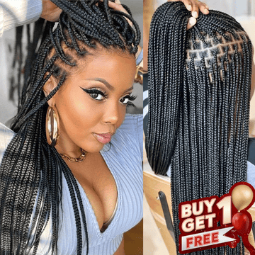 𝑩𝒖𝒚 1 𝑮𝒆𝒕 1 𝑭𝒓𝒆𝒆💥Perruque À Tresses En Boîte En Dentelle Intégrale Cheveux Synthétiques Qualité Supérieure 300% Densité