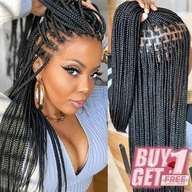 𝑩𝒖𝒚 1 𝑮𝒆𝒕 1 𝑭𝒓𝒆𝒆💥Perruque À Tresses En Boîte En Dentelle Intégrale Cheveux Synthétiques Qualité Supérieure 300% Densité
