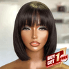 𝑩𝒖𝒚 1 𝑮𝒆𝒕 1 𝑭𝒓𝒆𝒆💥 Glueless Bob Perruque Avec Frange Perruque Cheveux Humains 200% Densité
