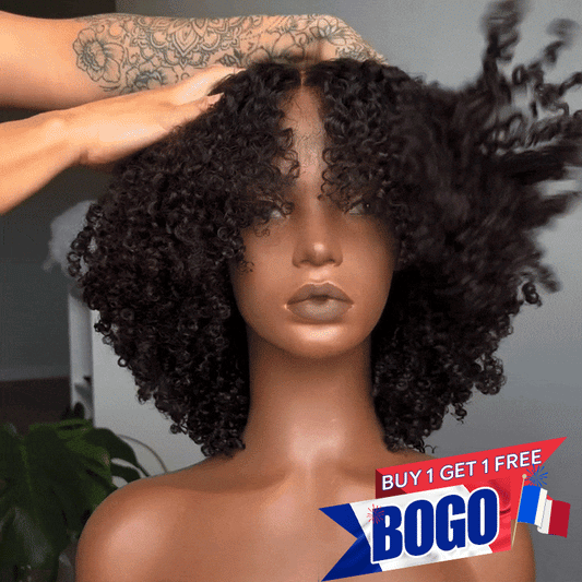 𝑩𝒖𝒚 1 𝑮𝒆𝒕 1 𝑭𝒓𝒆𝒆💥Go Natural Ease Doux Crépus Glueless Bob 4x4 Perruque Sans Colle Kinky Curly