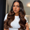 Allure Naturelle Glueless Couleur Ombre Brun 13x4 Perruque Sans Colle Cheveux Humains Body Wave