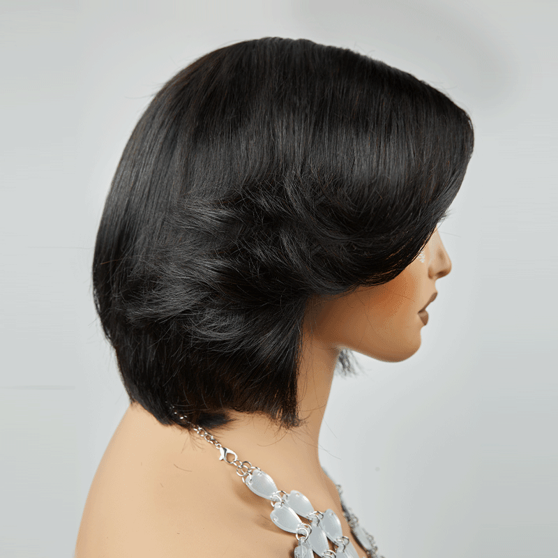 Coupe Layered Pré-tout 13x4 Glueless Couche Couleur Naturelle Bob Perruque Sans Colle Ondulé