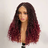 Perruque Tressée Bohème Couleur Ombre 99J En Dentelle Intégrale Avec Cheveux Bébé Synthétique 300% Densité