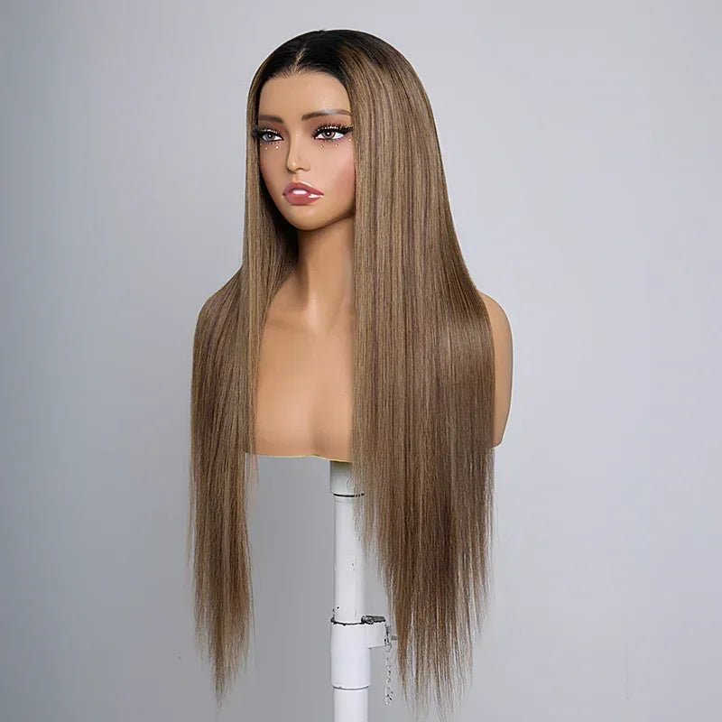 Chic Parisien Glueless 13x4 Ombre Highlight Perruque Sans Colle Lisse 250% Densité