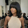 Perruque avec Frange Arrondie Lace Part 3x1 Cheveux Naturels Pose Sans Colle