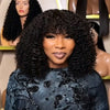 Bob Kinky Curly 300% Densité Avec Frange Perruque Glueless 100% Cheveux Humains
