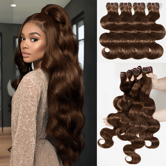 Extensions Couleur Brun Chocolat Tissage Cheveux Bruts Body Wave