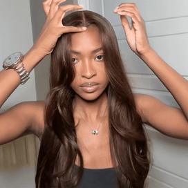 Pré-épilé Couleur Chocolat Noir  5x5 Dentelle Perruque Cheveux Humains Body Wave 250% Densité