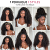 🔥4 In 1 Half Wig Deep Curly/Yaki straight Demi-Perruque À Cordon Serrage Flexi-Fit 250% Densité
