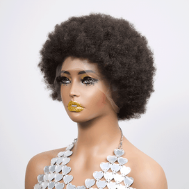 Dentelle Pleine Afro Curly Super Rebondissement Bob Perruque Humain Cheveux