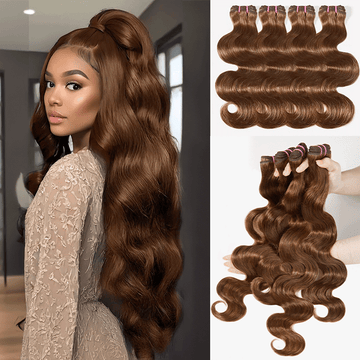 Extensions Couleur Brun Chocolat Tissage Cheveux Bruts Body Wave