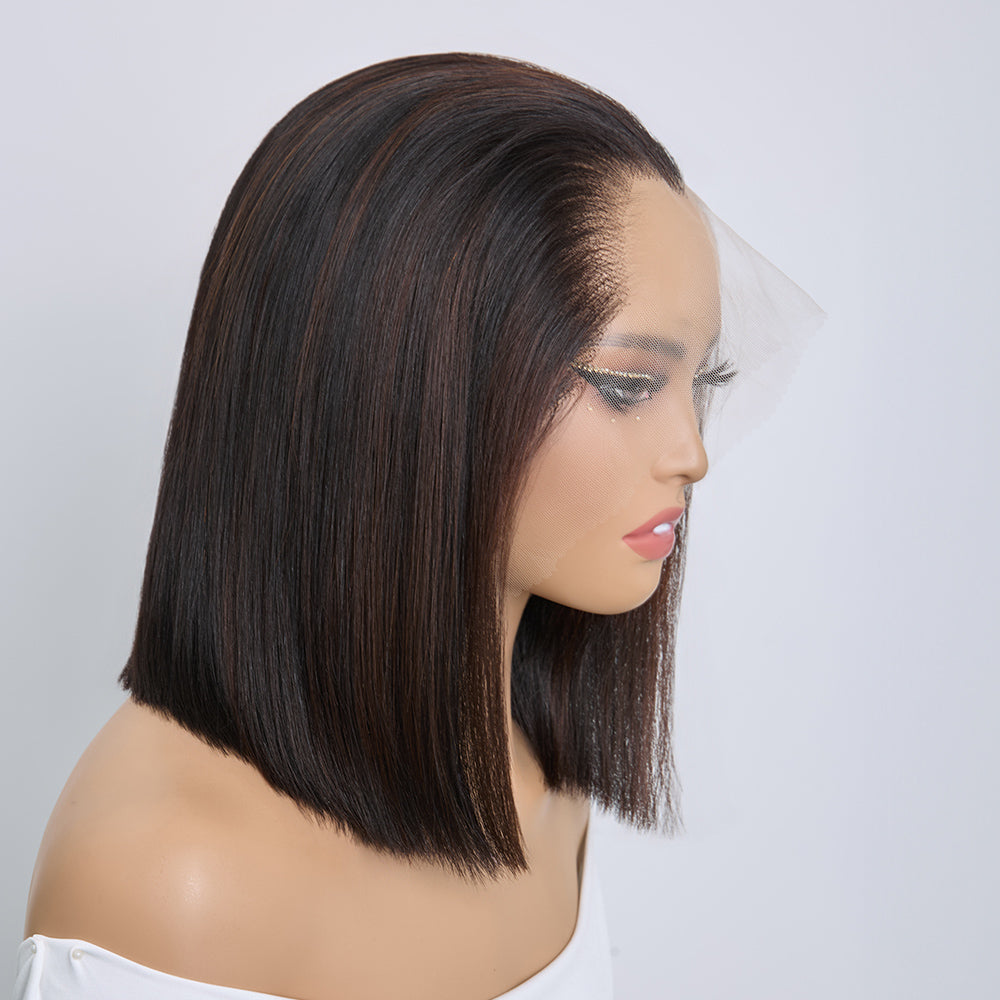 Perruque Gluesless Bob SDD Lisse Vietnamien Vierge 13x6 Highlight Ligne en M Sans Effort Sans colle