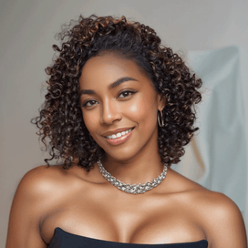 Glueless Casquette À Cordon Couleur Highlight Bob 13x4 Perruque Sans Colle Eau Bouclée