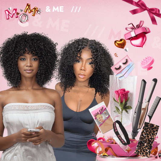 𝓑𝓾𝔂 𝟏 𝓖𝓮𝓽 𝟏𝟏💗Perruque 12" Glueless Kinky Curly 4x4+10" Glueless Bob Perruque Avec Franges 250% Densité
