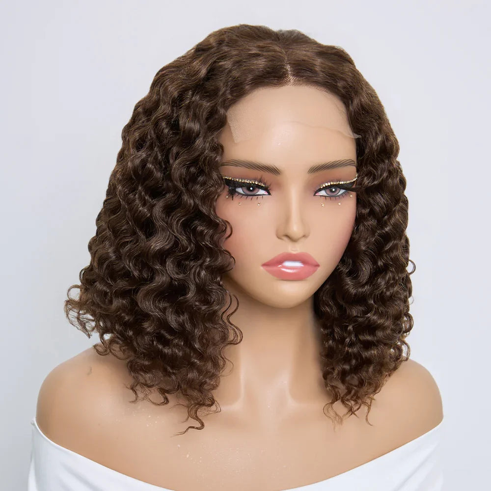 4x4 Volume de la Racine aux Pointes Bob Marron Deep Wave 300% Look Sans Effort Perruque