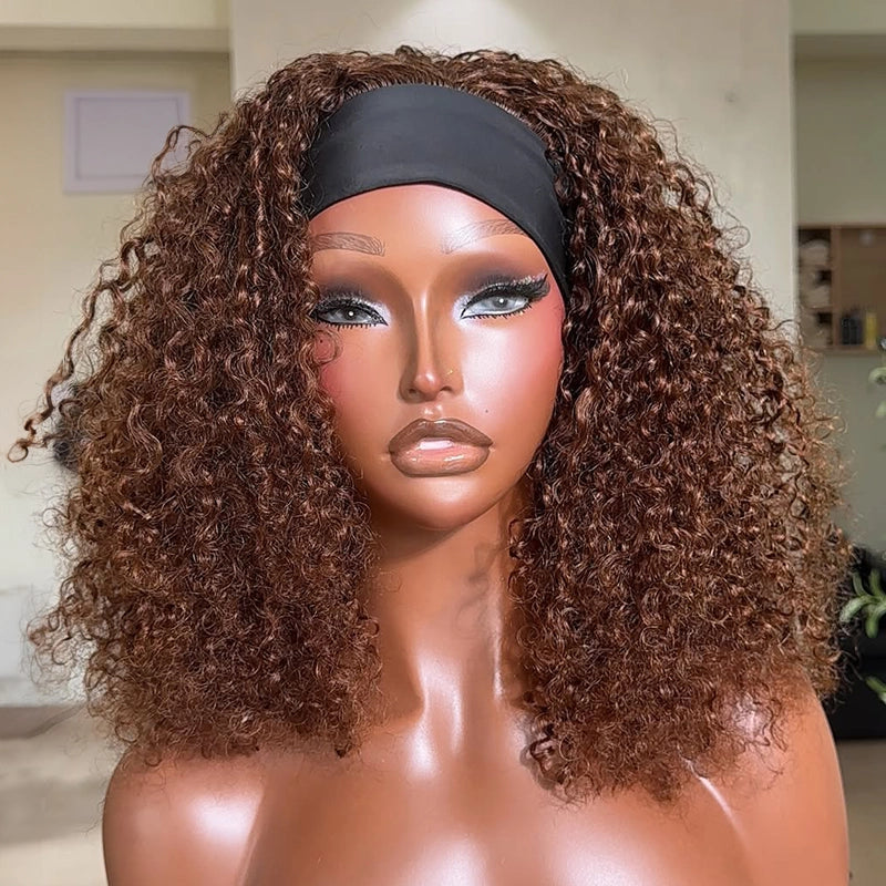 Ombre Headband Curly Human Hair Wig 200% Density