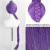 🎃Halloween Perruque Longue Tressée Violette Pour Cosplay Déguisement Cheveux Synthétiques