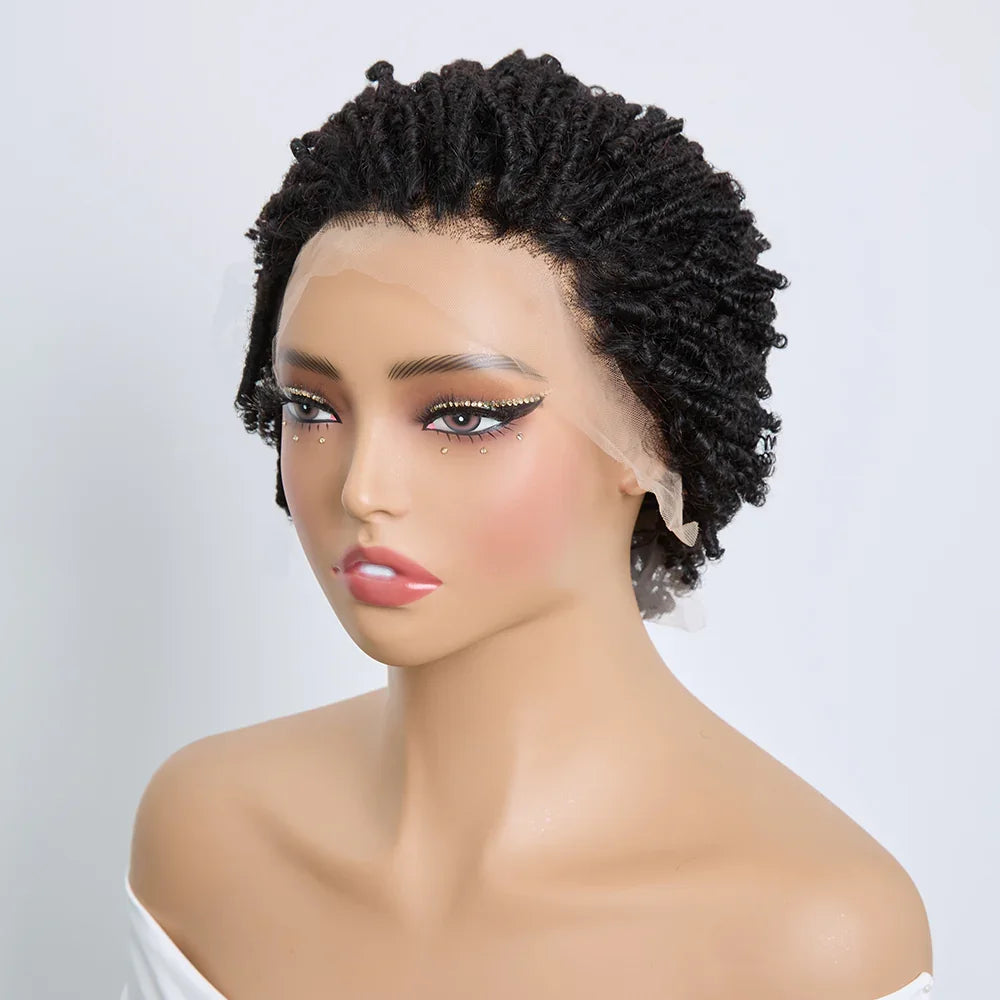 Chic Perruque 4/30 Afro Kinky Curly Noir 13x4 Lace Cheveux Courts Bouclés Portez Et Partez