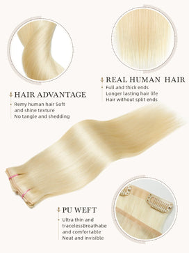 9 Pièces Extensions De Cheveux à Clipser Blond 613 En Cheveux Naturels 125 g