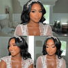 WEDDING Chignon Ondulé Romantique Glueless 9x6 Enfilez Et Partez Perruque Bob Sans Colle Loose Wave