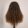 Perruque Tressée Bohème Ombre Brun En Dentelle Intégrale Avec Cheveux Bébé Synthétique 300% Densité