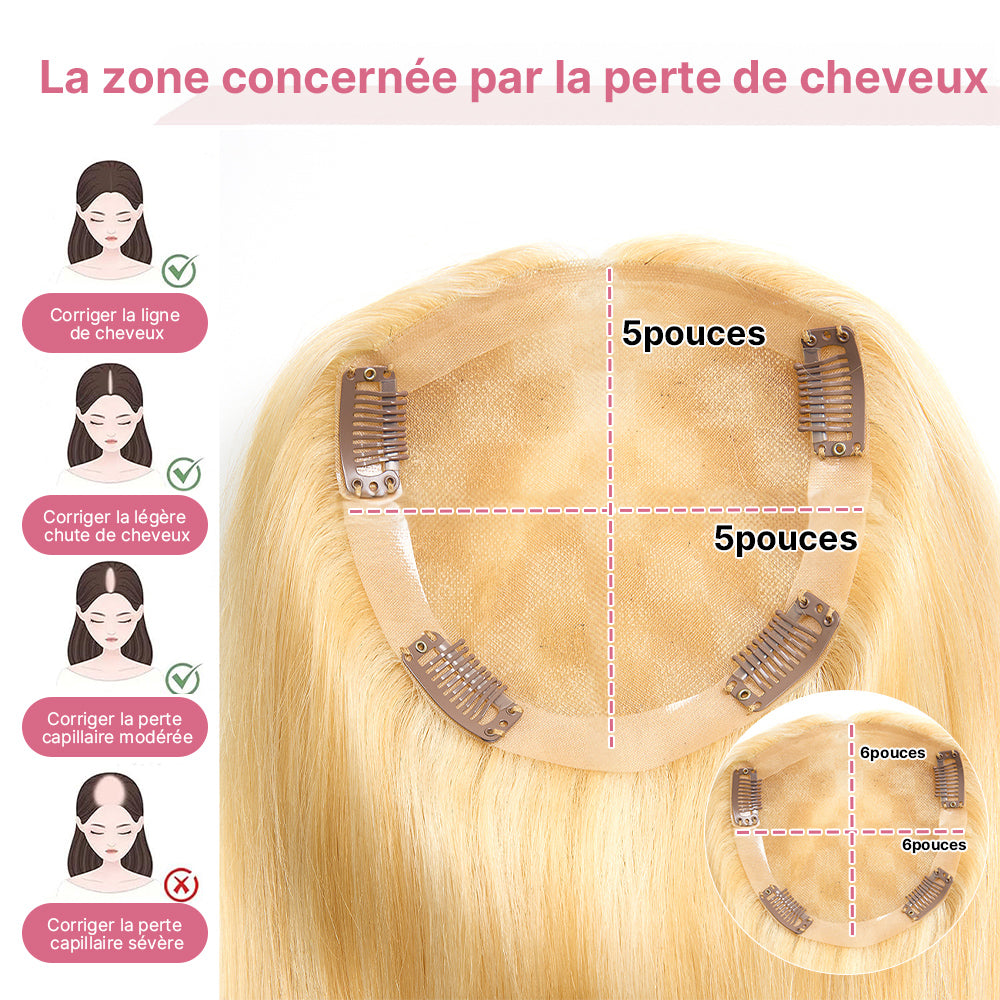 27/613 Complément capillaire Dentelle 5x5 Top Piece Balayage  Coupe Dégradée Fluide (Non Perruque)