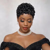 Élégante Coupe Pixie Bouclée Perruque Full Lace Cheveux Humains