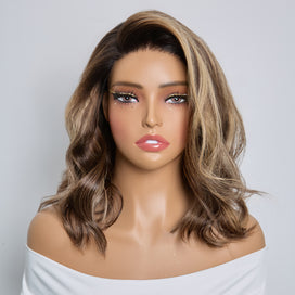 Perruque Bob Balayage Glueless 4x4  Sans Colle Technologie Anti-Nœuds & Cheveux Soyeux Ondulé