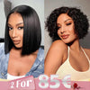 2 𝑭𝑶𝑹 €85🔥Un Prix Deux Styles Perruque Bob Dentelle 13x4 Bouclé +Soyeux Perruque Dentelle 2x6 Lisse