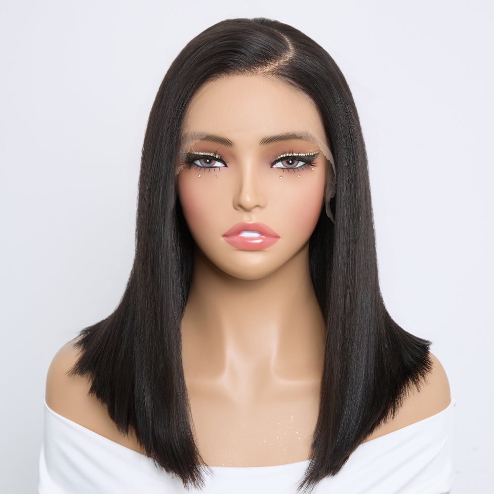 Perruque Bob Lisse Noir 9x6 Sans Colle Cheveux Vietnamiens SDD Raie sur le Côté
