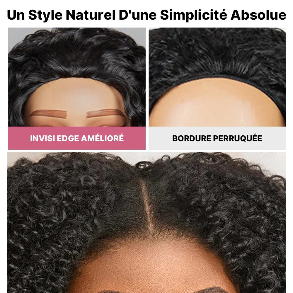 🔥4 In 1 Half Wig Water Wave Demi-Perruque À Cordon Serrage Flexi-Fit