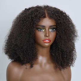 Glueless Bob Bouclé Dégradé 4x4 Sans Colle Look Volumineux Naturel Pose Instantanée