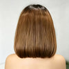 Châtain Naturel Perruque Bob Dégradé avec Frange Cheveux Humains 4x4 Glueless
