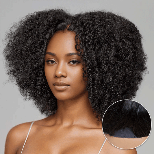 Glueless Naturel Rebondissantes Bob Jerry Boucles 4x4 Perruque Sans Colle 250% Densité