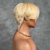 Perruque Full Lace Pixie Asymétrique Noir 613 Blonde Style Side Part Entièrement En Dentelle