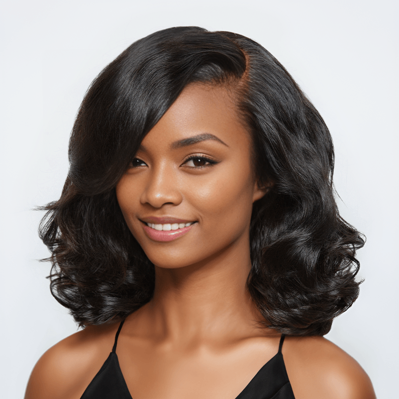 9x6 Glueless Couche Style Rétro Bob Perruque Sans Colle Natural Wave