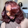 Perruque Bob Burgundy Ondulé Sans Colle Lace 13x4 Glueless Look Chic & Volumineux