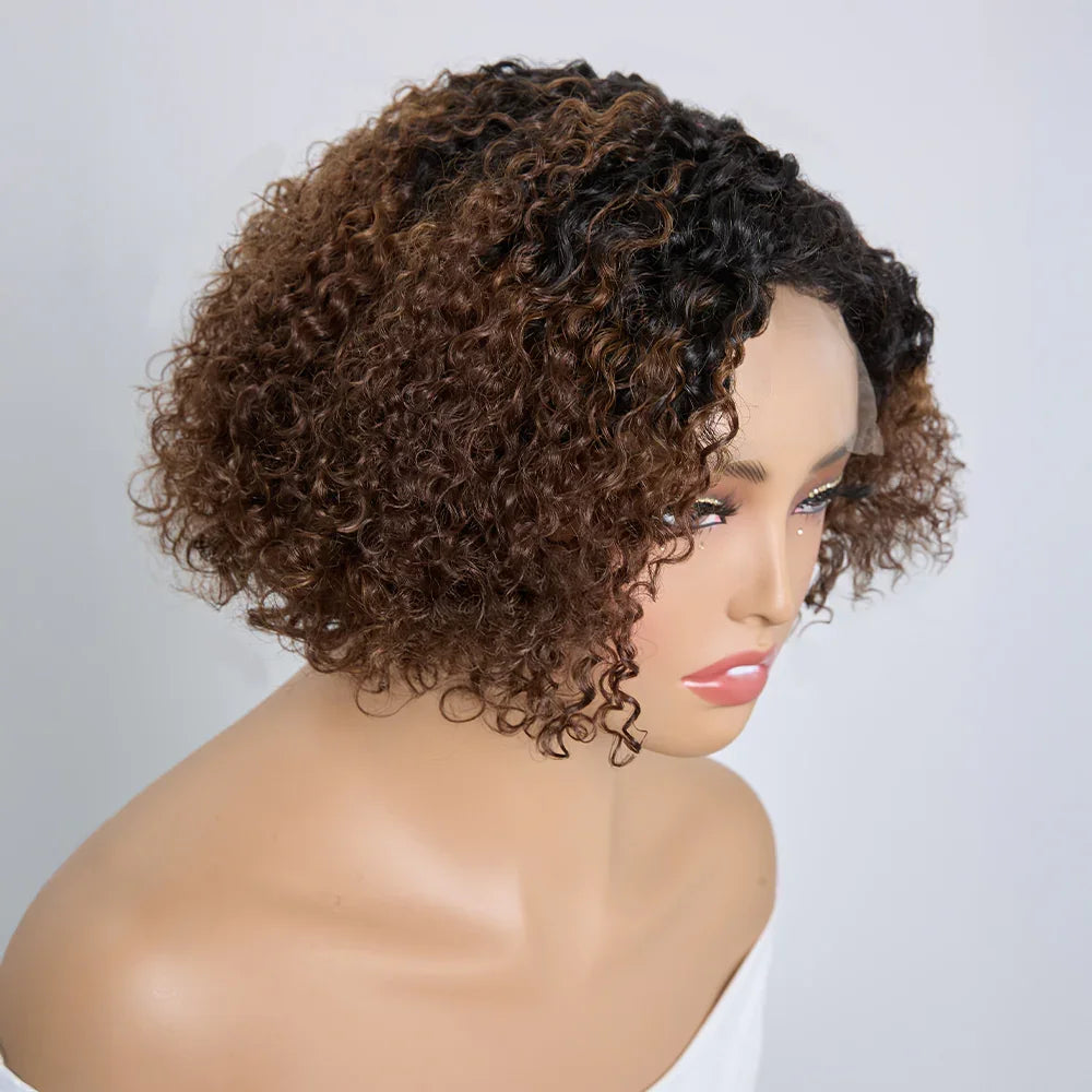 5x5 Glueless Volume de la Racine aux Pointes Bob Court Bouclé 8