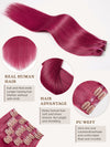9 Pièces Extensions De Cheveux à Clipser 99J Bordeaux En Cheveux Naturels 125 g
