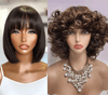 2 𝑭𝑶𝑹 €99🔥8"Lisse Avec Frange Bob+8"Soyeux Lisse 2x6 Dentelle/Noir Boucles Rebondies/Boucle Afro/Marron Boucles Rebondies Perruque