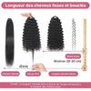 Extensions au Crochet Kinky Curly Effet Plume Soyeux et Sans Nœuds Noir Naturel