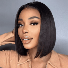 Glueless Soyeux Partie Centrale Perruque 4x4 Coupe Au Carré Lisse Sans Colle