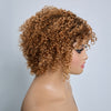 𝐏𝐫𝐞̂𝐭 𝐞𝐧 𝟐𝟒𝐡⚡ Perruque Sans Colle Kinky Curly Brune Courte Irrégulière Avec Frange