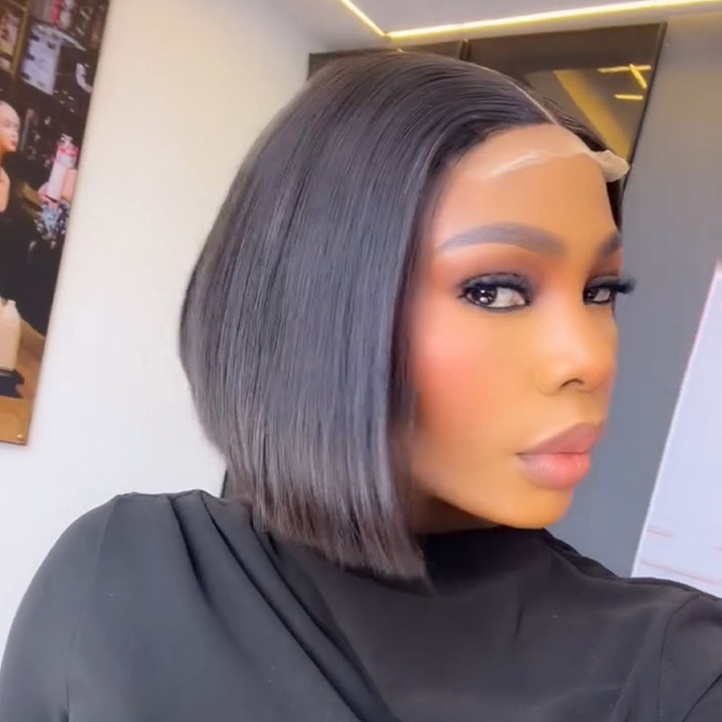Bob Ultra Court Lisse Style Boss Glueless Perruque Prête à Poser