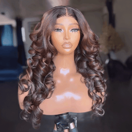 13x4 Glueless Adapté Aux Débutants Marron Highlight Perruque Sans Colle Body Wave