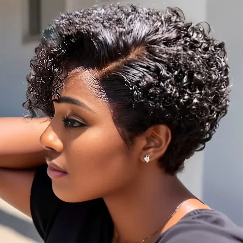 𝐏𝐫𝐞̂𝐭 𝐞𝐧 𝟐𝟒𝐡⚡Tendances Courte Bob Perruque 13x4 Dentelle Bouclé Cheveux Humains