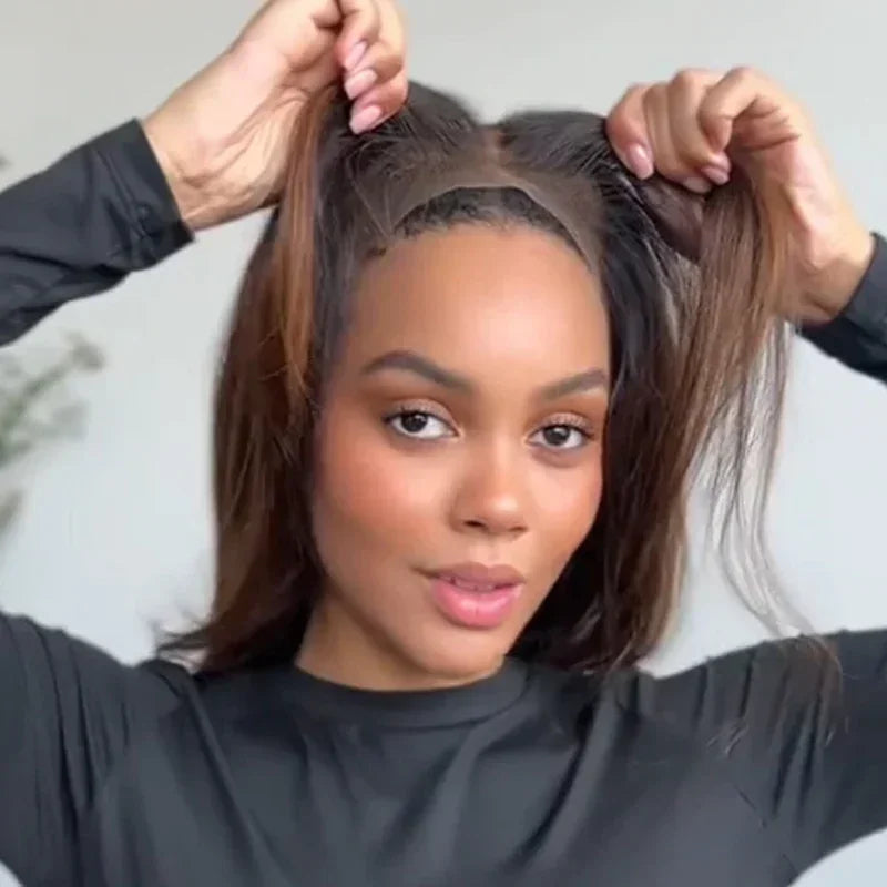 Véritable Qualité Salon Glueless Couleur Highlight 13x4 Perruque Sans Colle Ondulé 250% Densité